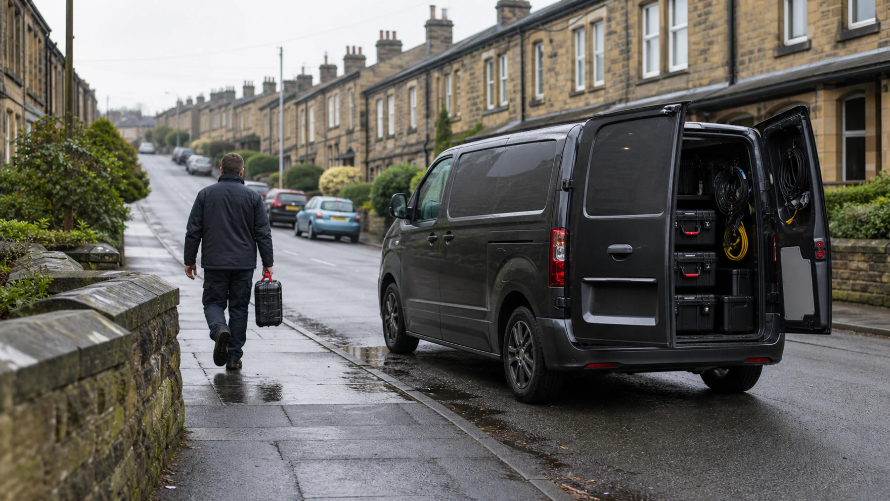 Navs HID Direct service van parked at a customer address in West Yorkshire