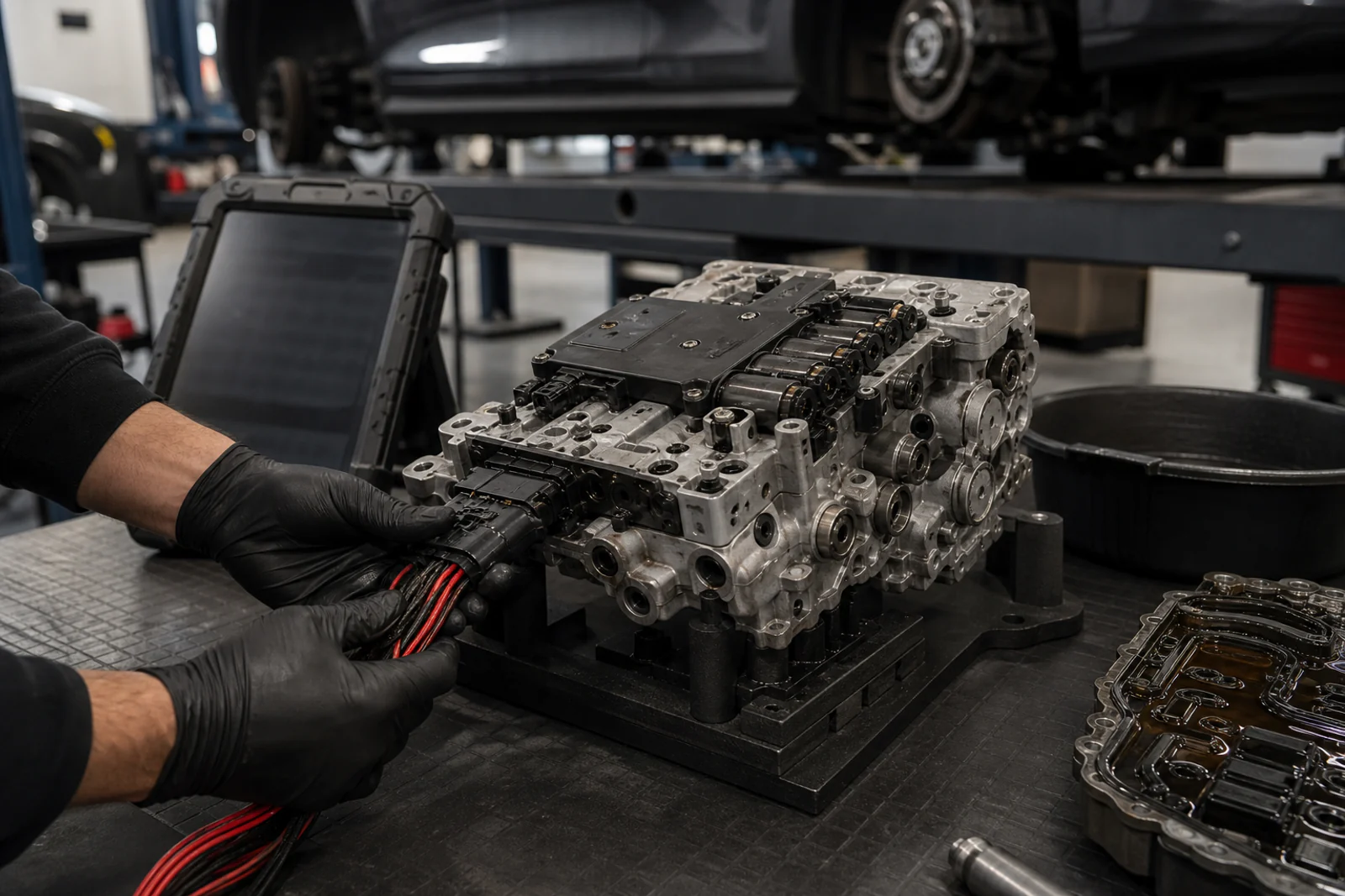 DSG transmission control unit being calibrated on a customer vehicle