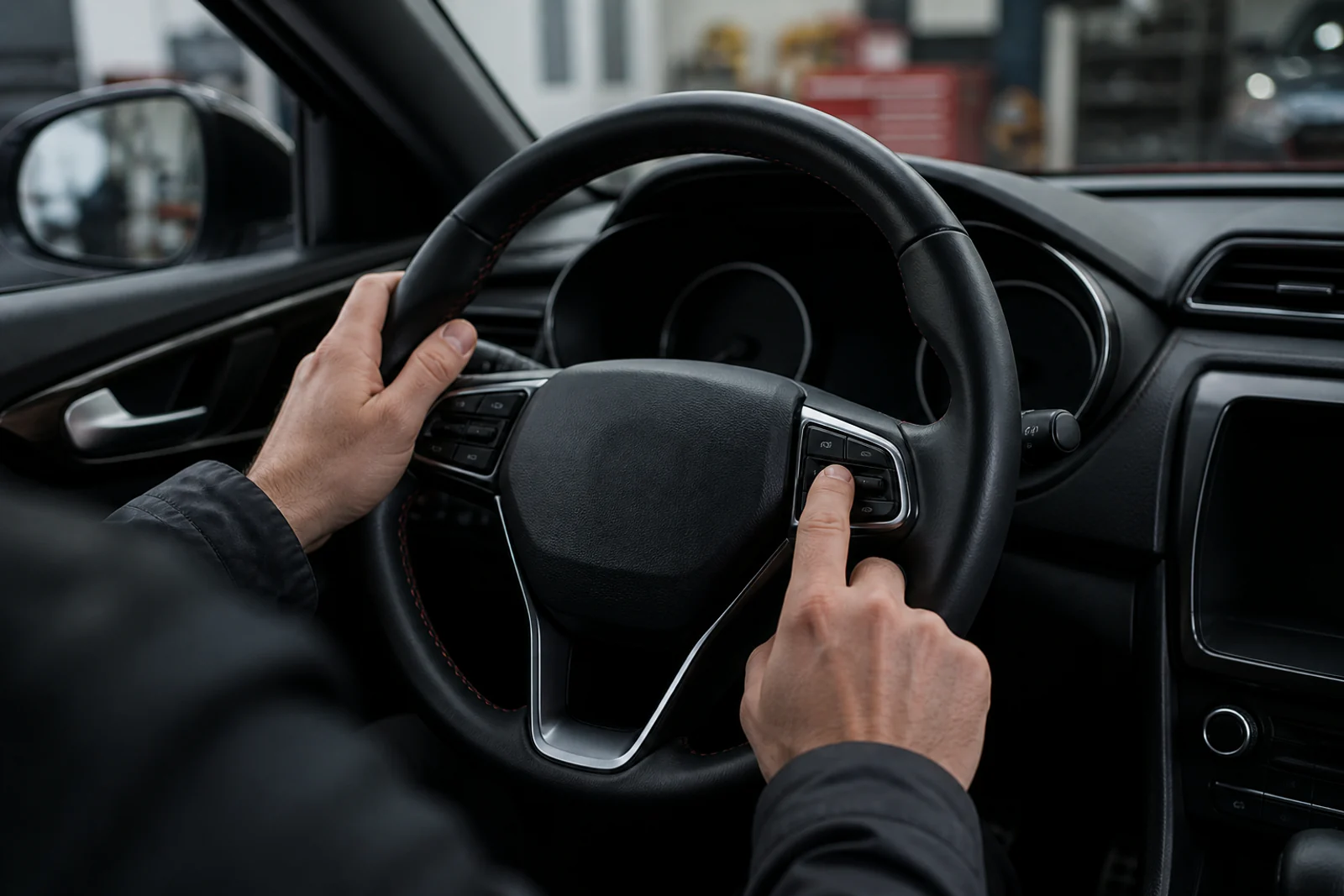 Driver entering a Ghost immobiliser PIN sequence using the existing steering wheel buttons